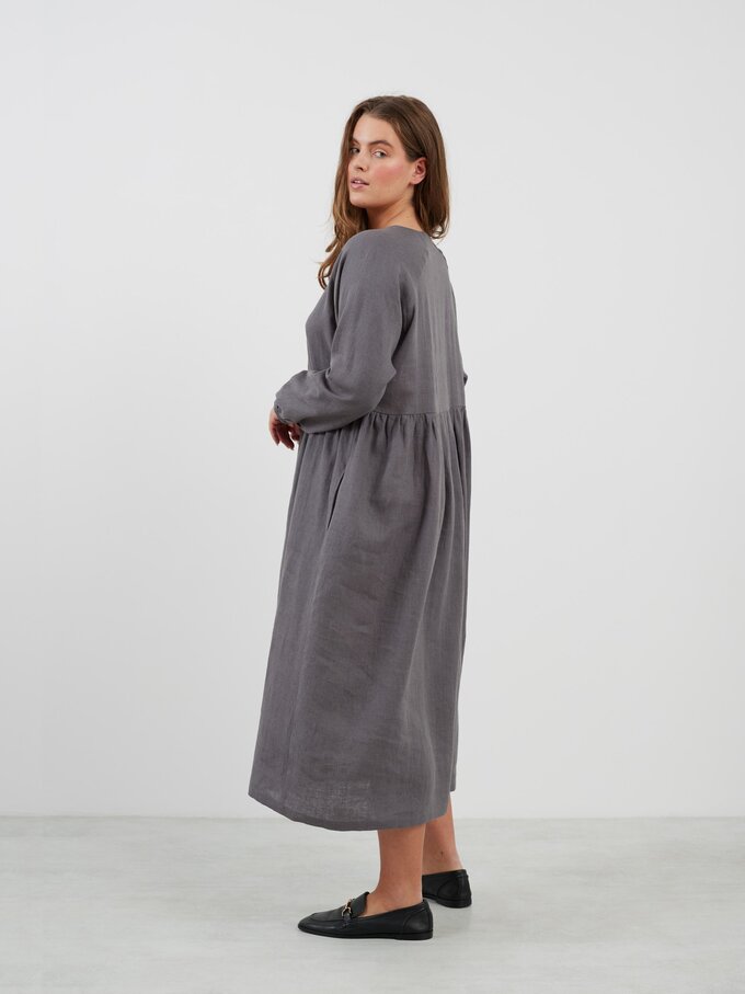 Image 6 of BAY Long Sleeve Linen Dress in Light Grey from Love and Confuse