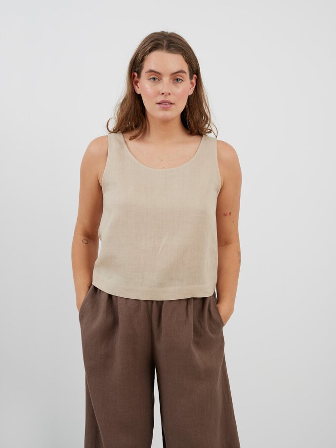 Image 1 of CALI Linen Tank Top in Beige from Love and Confuse