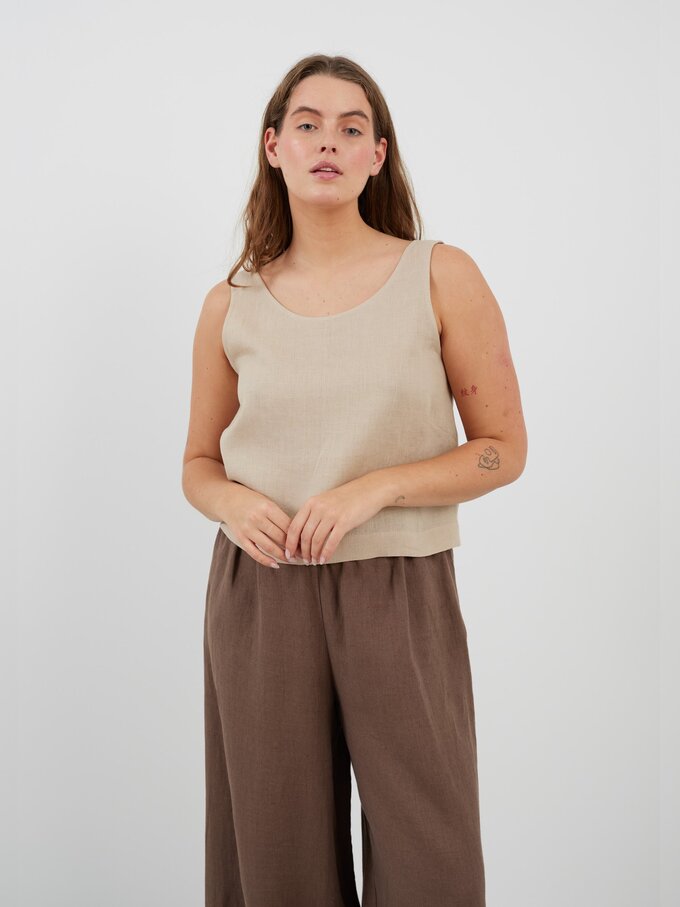 Image 3 of CALI Linen Tank Top in Beige from Love and Confuse