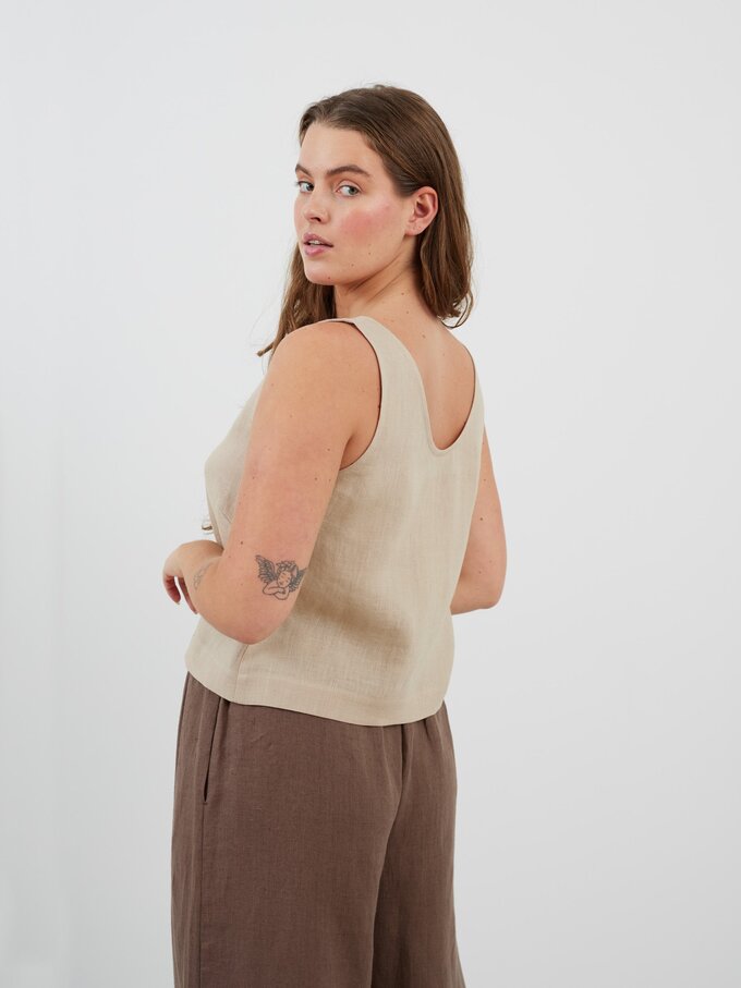 Image 5 of CALI Linen Tank Top in Beige from Love and Confuse