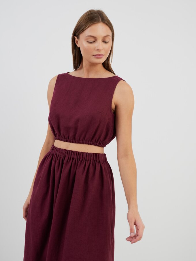 Image 4 of ELLE Long Linen Skirt in Eggplant from Love and Confuse