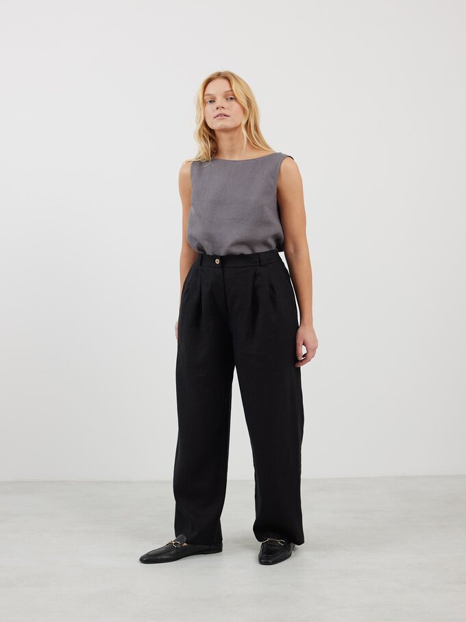 Image 2 of JAMES Linen Tailored Pants in Black from Love and Confuse