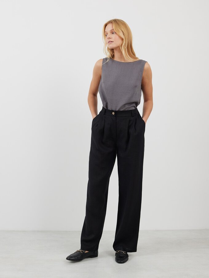 Image 3 of JAMES Linen Tailored Pants in Black from Love and Confuse