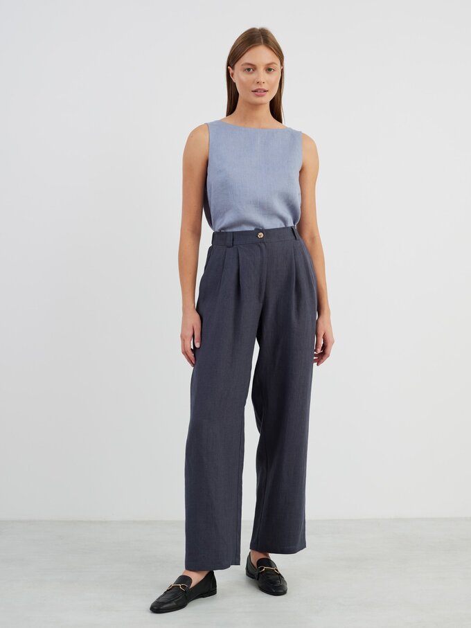 Image 1 of JAMES Linen Tailored Pants in Dark Grey from Love and Confuse