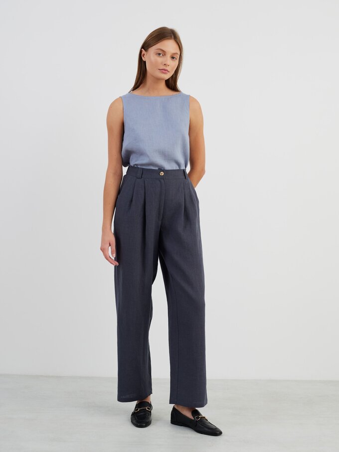 Image 3 of JAMES Linen Tailored Pants in Dark Grey from Love and Confuse