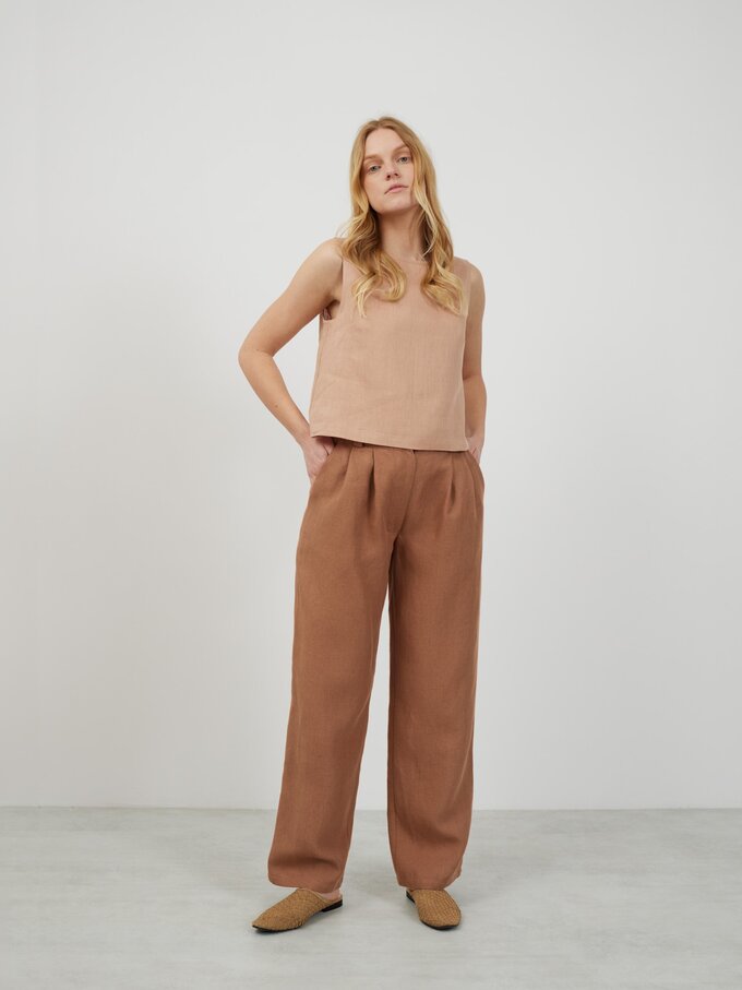 Image 1 of JAMES Linen Tailored Pants in Heavy Brown from Love and Confuse