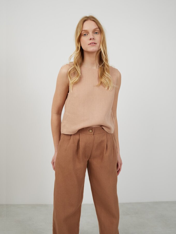 Image 2 of JAMES Linen Tailored Pants in Heavy Brown from Love and Confuse