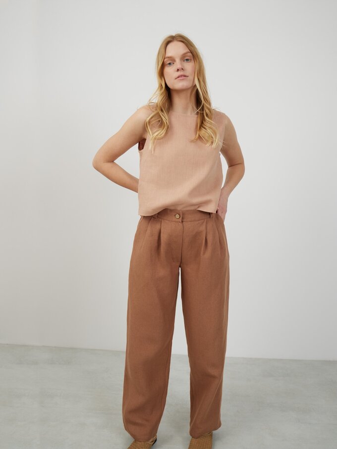 Image 3 of JAMES Linen Tailored Pants in Heavy Brown from Love and Confuse