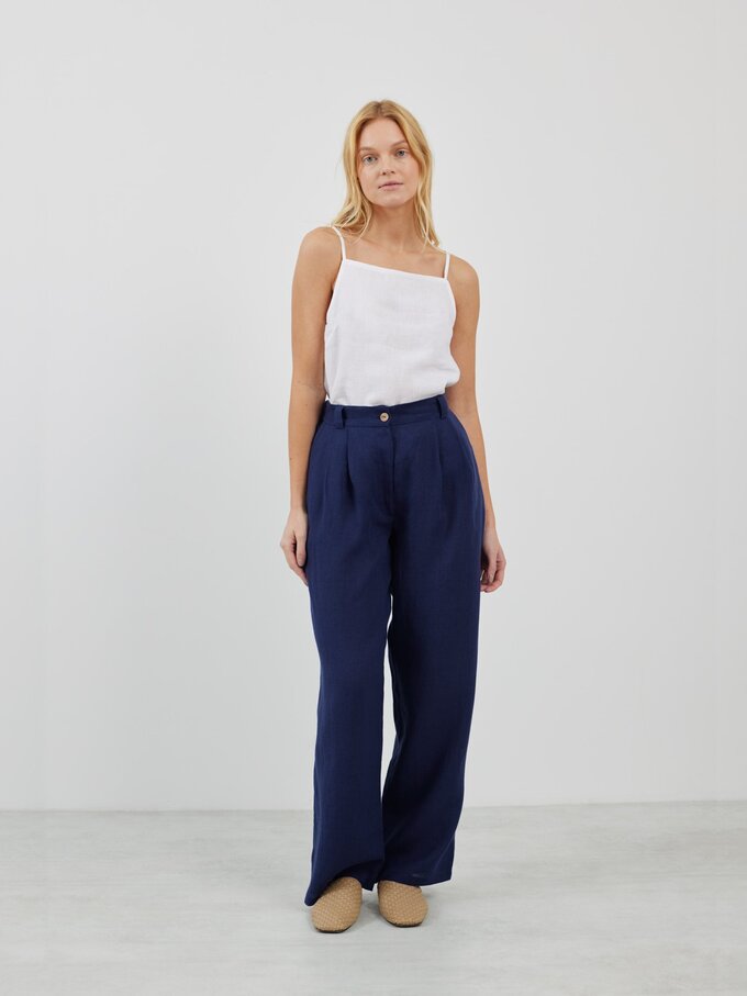 Image 3 of JAMES Linen Tailored Pants in Navy Blue from Love and Confuse