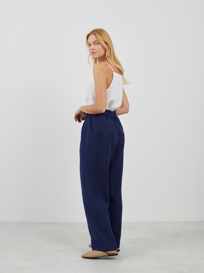 Image 5 of JAMES Linen Tailored Pants in Navy Blue from Love and Confuse