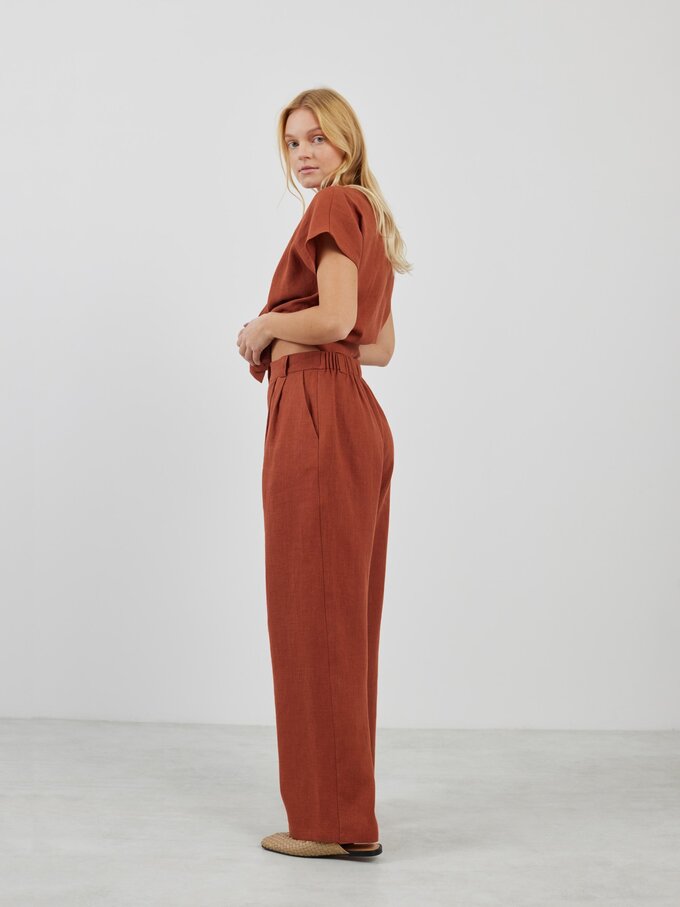 Image 5 of JAMES Linen Tailored Pants in Rust from Love and Confuse