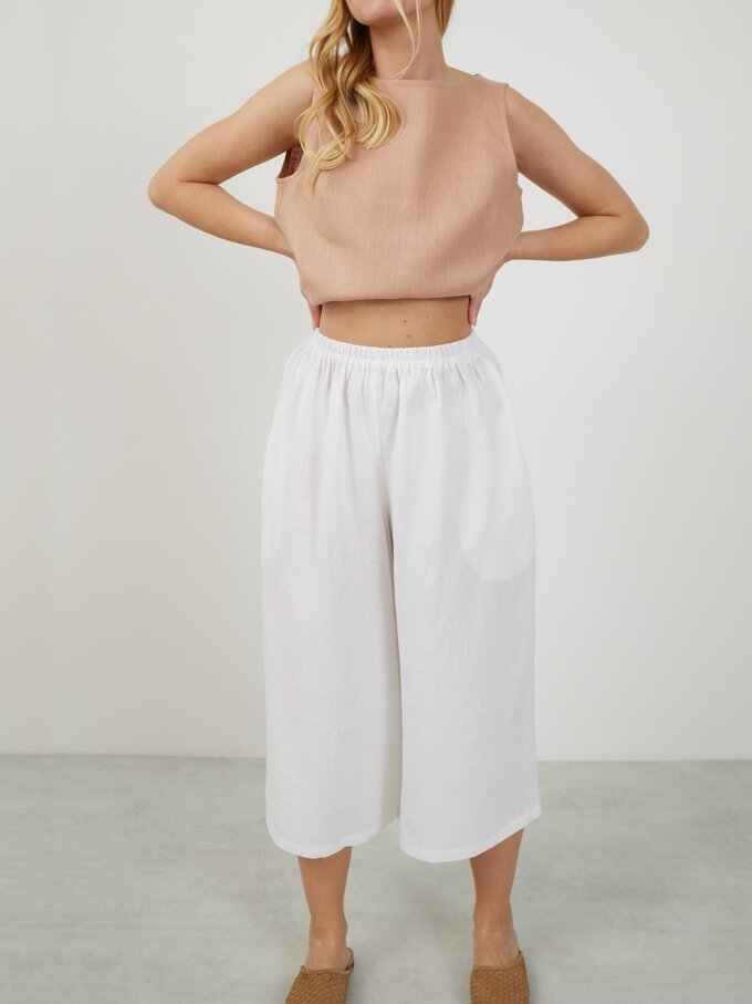 Image 1 of JAYDEN Linen Culottes in White from Love and Confuse