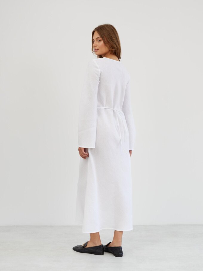 Image 6 of Long Sleeve Linen Maxi Dress in White GISELLE from Love and Confuse | Handmade Linen Clothing for Women