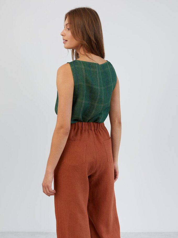 Image 5 of Cropped Wide Leg Linen Pants in Rust OCEAN from Love and Confuse | Handmade Linen Clothing for Women