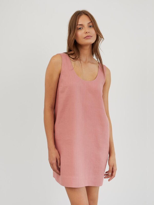 Image 1 of Linen Shift Dress in Salmon Pink SAMIE from Love and Confuse | Handmade Linen Clothing for Women