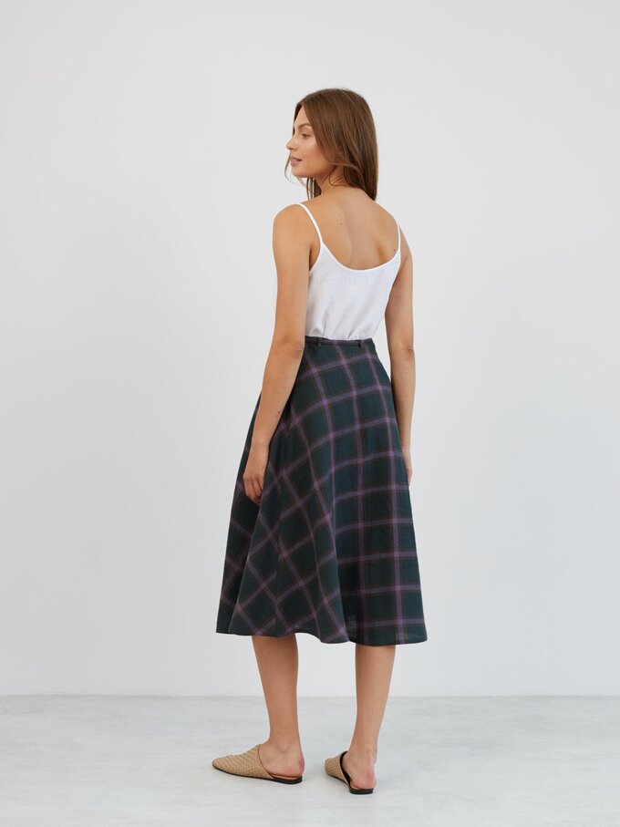 Image 6 of Linen Wrap Midi Skirt in Plaid Purple KENZIE from Love and Confuse | Handmade Linen Clothing for Women