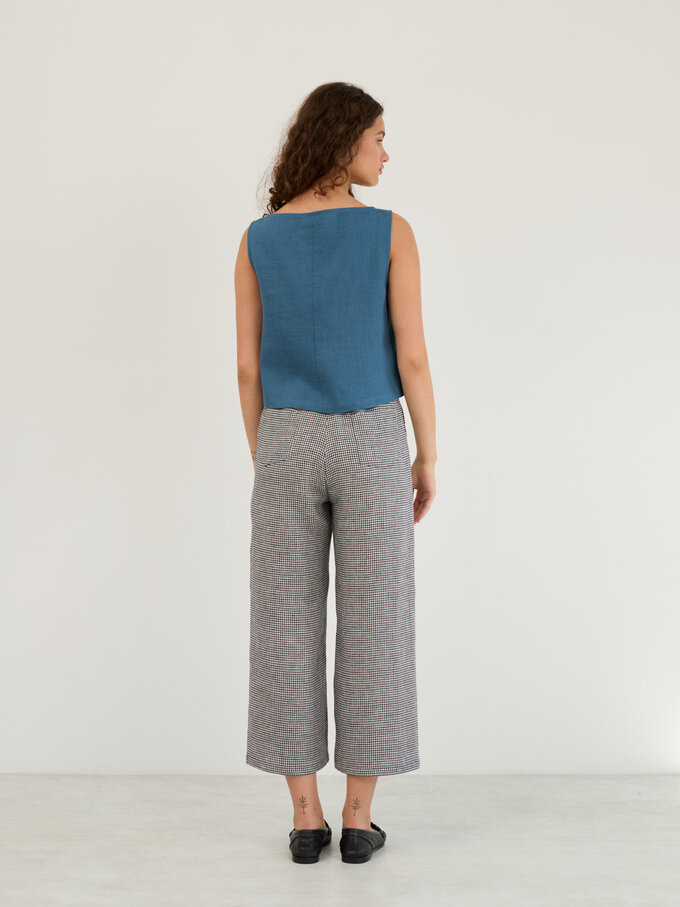 Image 6 of Linen Cropped Tank Top in Blue Sea SONATE from Love and Confuse | Handmade Linen Clothing for Women