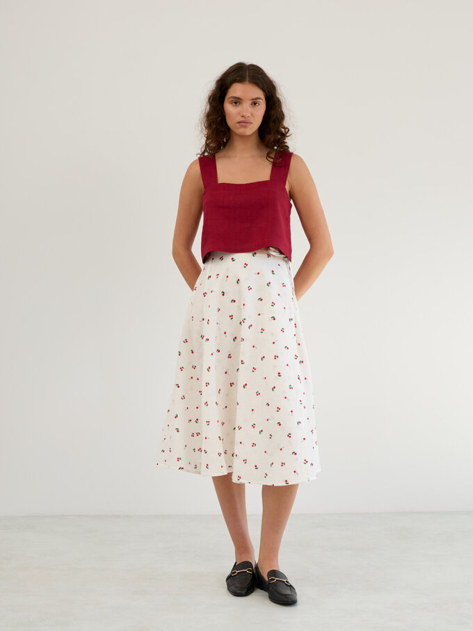 Image 2 of Linen Cropped Tank Top in Cherry Red DAHLIA from Love and Confuse | Handmade Linen Clothing for Women