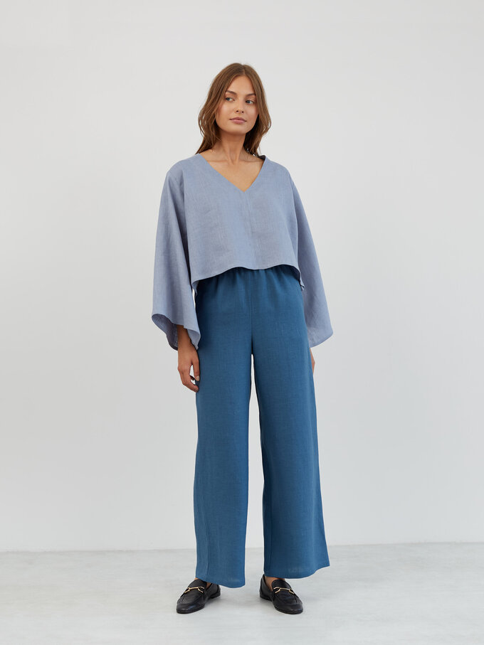 Image 5 of Oversized Linen Kimono Top in Vista Blue BONNIE from Love and Confuse | Handmade Linen Clothing for Women