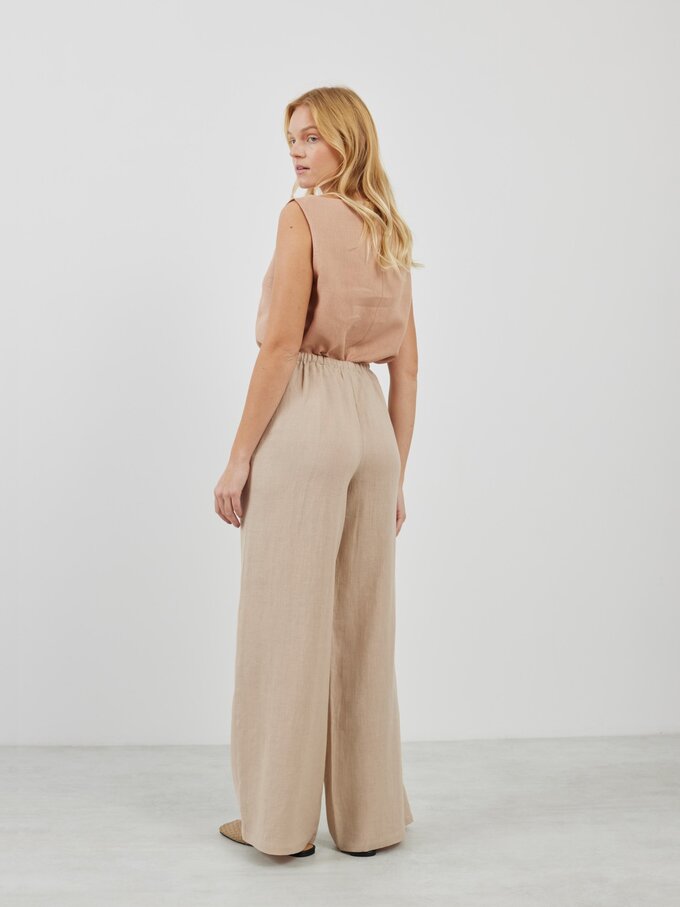 Image 5 of LUCAS Linen Wide Leg Drawstring Pants in Beige from Love and Confuse