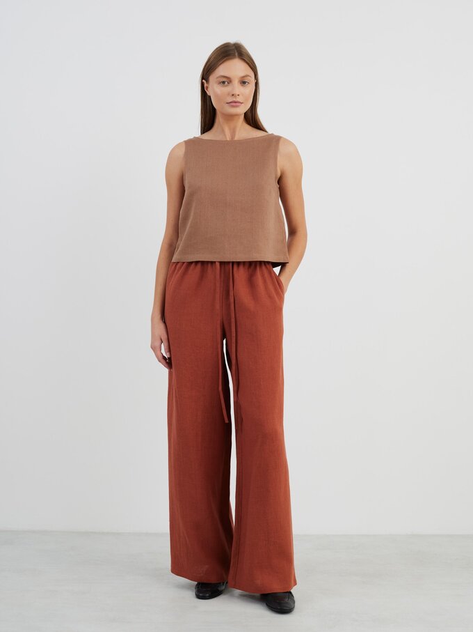 Image 1 of LUCAS Wide Leg Linen Pants in Rust from Love and Confuse