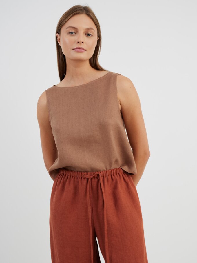 Image 2 of LUCAS Wide Leg Linen Pants in Rust from Love and Confuse