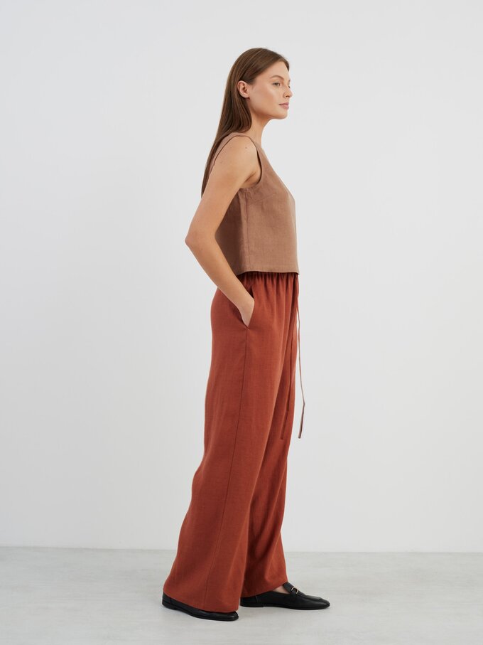 Image 3 of LUCAS Wide Leg Linen Pants in Rust from Love and Confuse