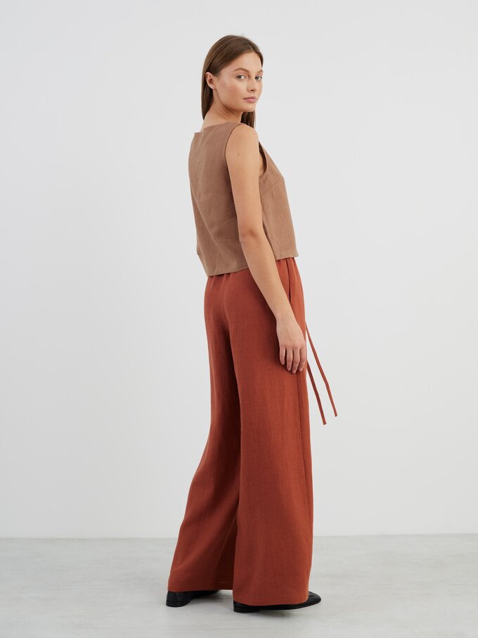 Image 5 of LUCAS Wide Leg Linen Pants in Rust from Love and Confuse