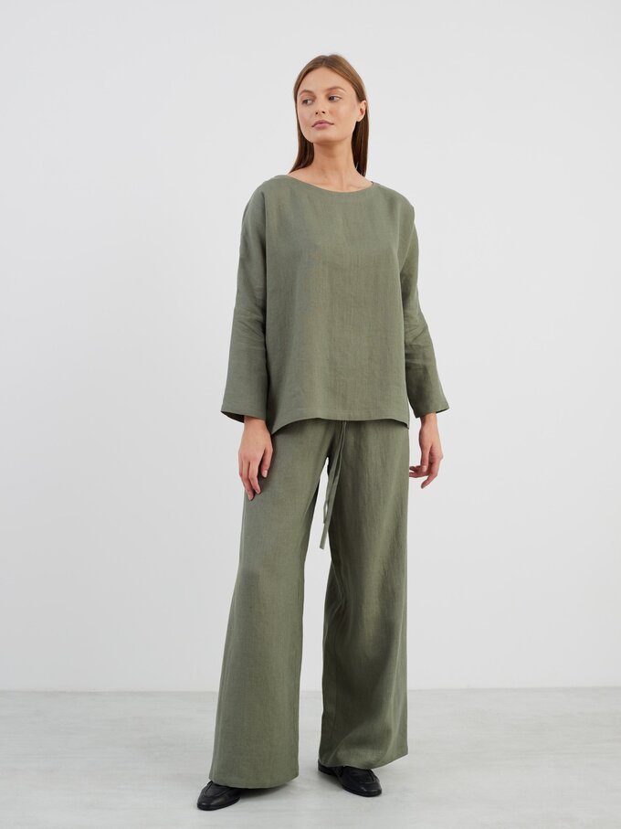 Image 1 of LUCAS Wide Leg Linen Pants in Sage Green from Love and Confuse