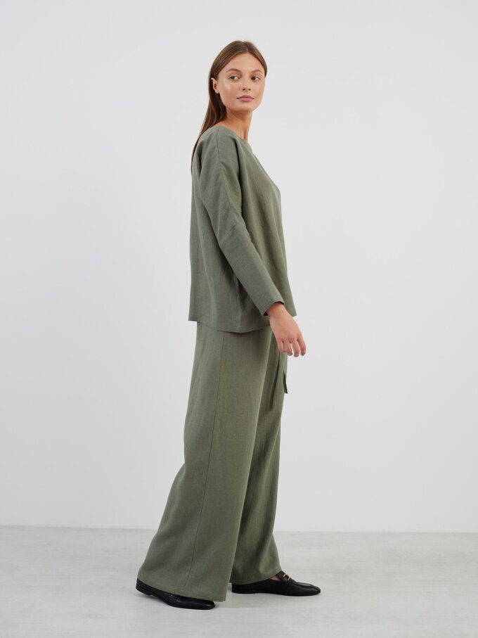 Image 3 of LUCAS Wide Leg Linen Pants in Sage Green from Love and Confuse