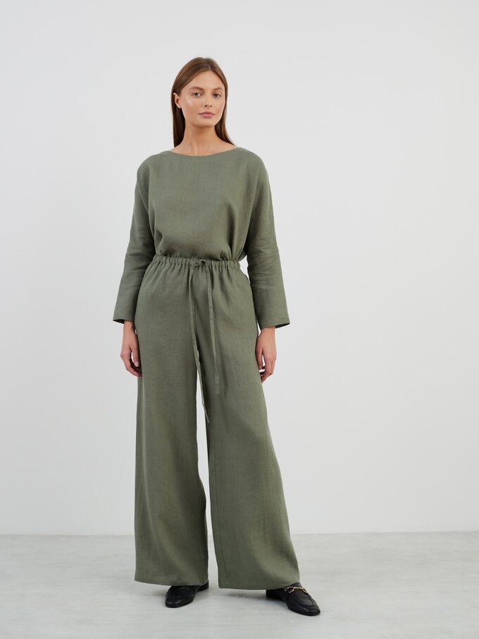 Image 4 of LUCAS Wide Leg Linen Pants in Sage Green from Love and Confuse