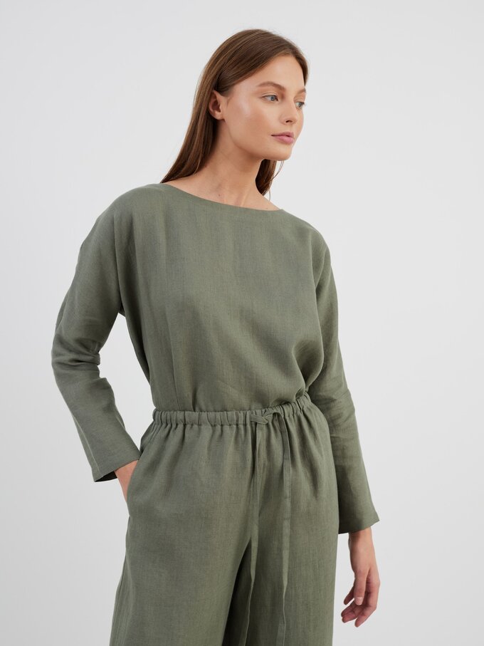 Image 5 of LUCAS Wide Leg Linen Pants in Sage Green from Love and Confuse