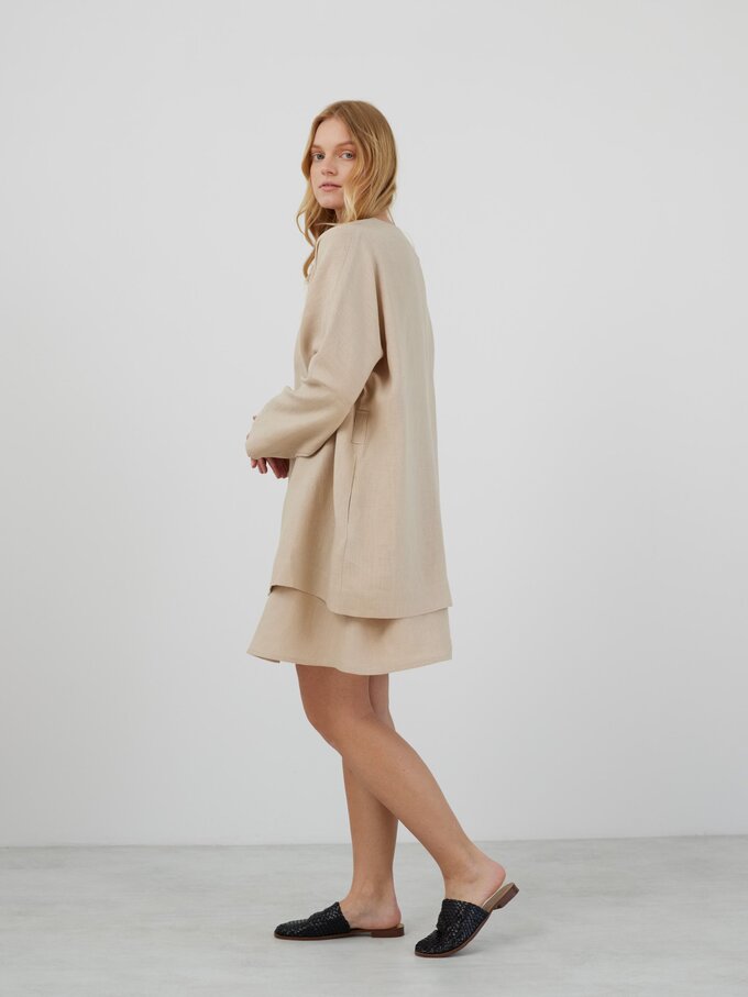 Image 4 of MAVIS Open Front Linen Jacket in Beige from Love and Confuse