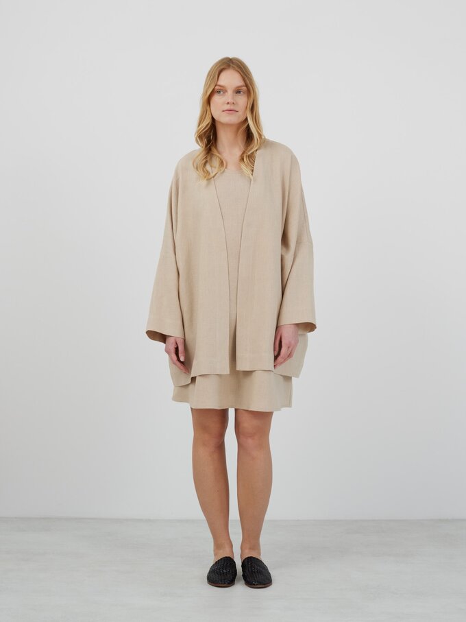 Image 5 of MAVIS Open Front Linen Jacket in Beige from Love and Confuse