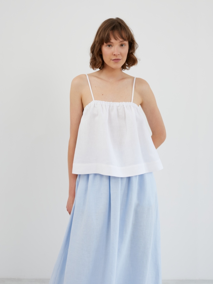 Image 4 of NICOLE Cropped Linen Cami Top in White from Love and Confuse