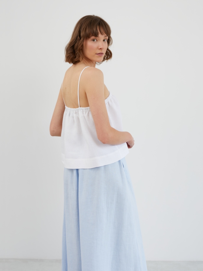 Image 5 of NICOLE Cropped Linen Cami Top in White from Love and Confuse