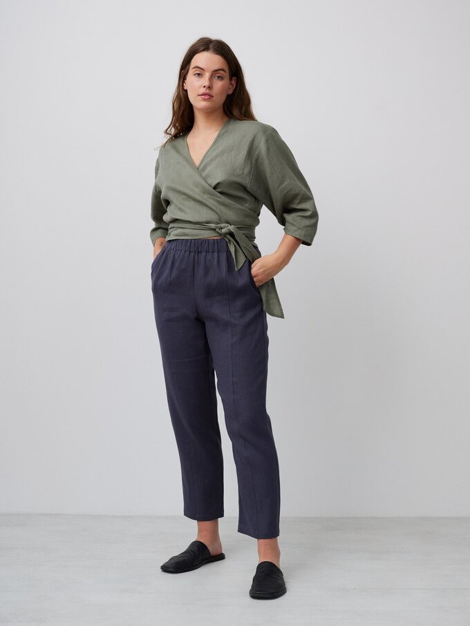 Image 1 of OLIVER High Waisted Linen Pants in Dark Grey from Love and Confuse