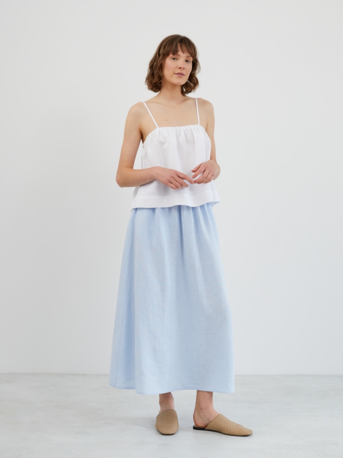 Image 1 of OPHELIA Linen Maxi Skirt in Baby Blue from Love and Confuse