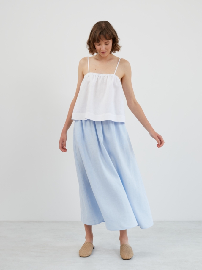 Image 3 of OPHELIA Linen Maxi Skirt in Baby Blue from Love and Confuse