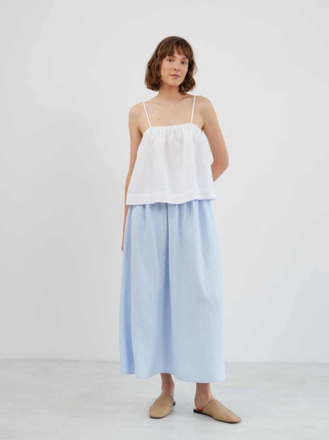 Image 4 of OPHELIA Linen Maxi Skirt in Baby Blue from Love and Confuse