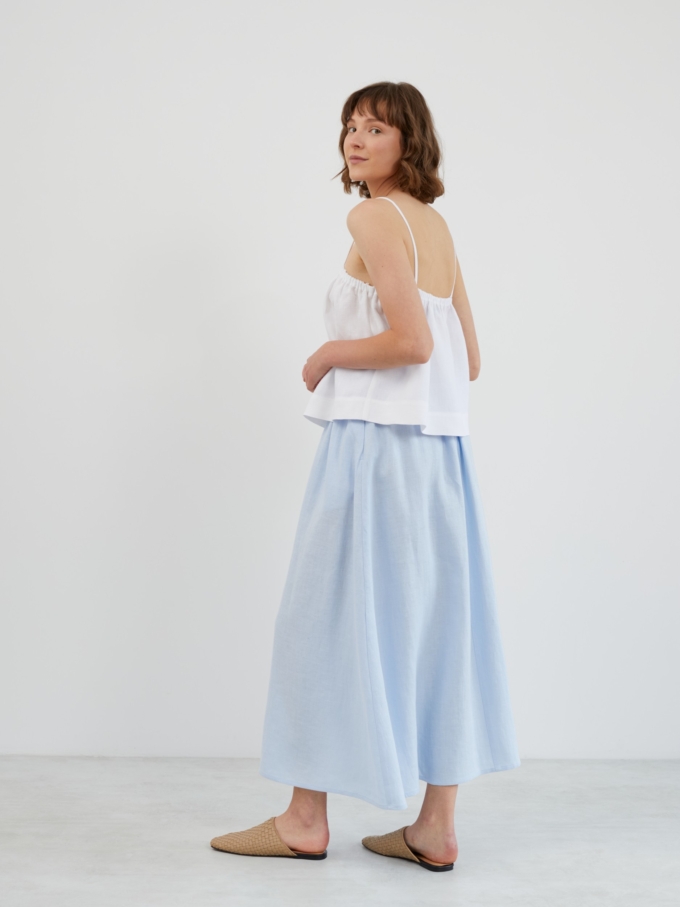 Image 5 of OPHELIA Linen Maxi Skirt in Baby Blue from Love and Confuse