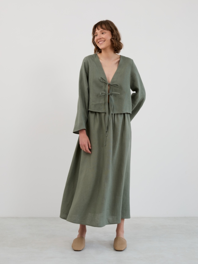 Image 1 of OPHELIA Linen Maxi Skirt in Sage Green from Love and Confuse