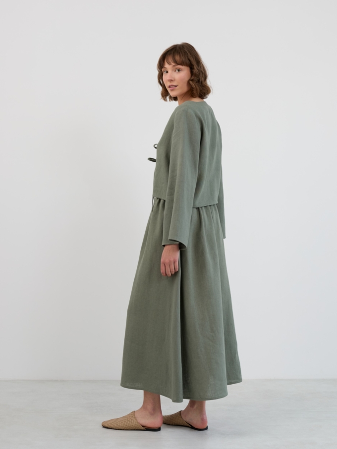 Image 3 of OPHELIA Linen Maxi Skirt in Sage Green from Love and Confuse