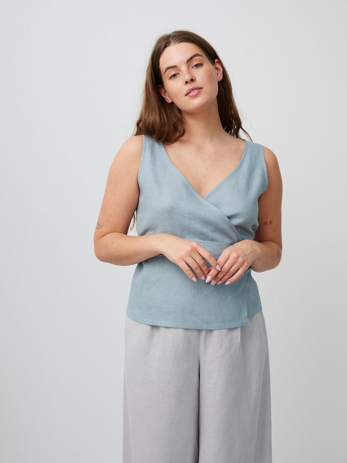 Image 2 of PEARL Long Wide Leg Linen Pants in Cloudy Grey from Love and Confuse