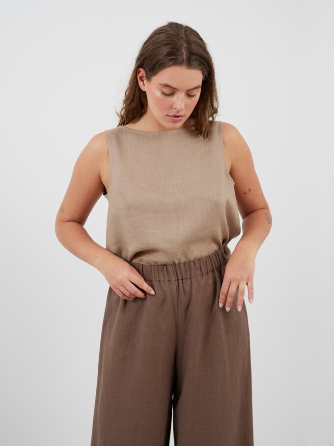 Image 2 of PEARL Long Wide Leg Linen Pants in Cocoa from Love and Confuse