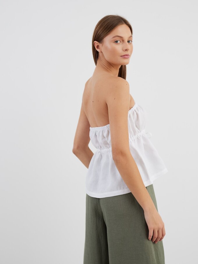 Image 6 of PHEOBE Linen Strapless Top in White from Love and Confuse