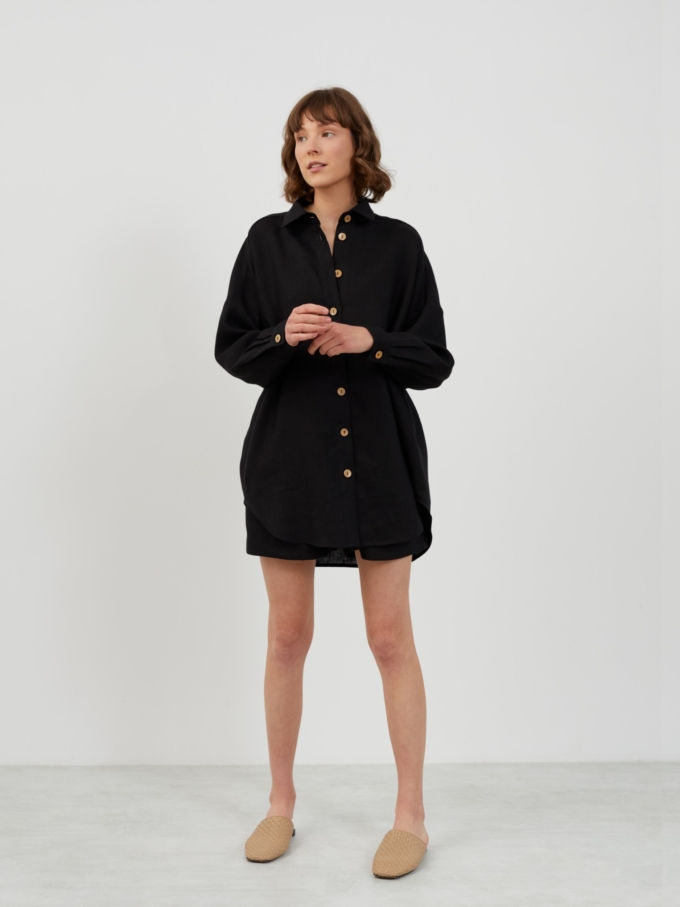 Image 1 of PINE Oversized Linen Shirt in Black from Love and Confuse