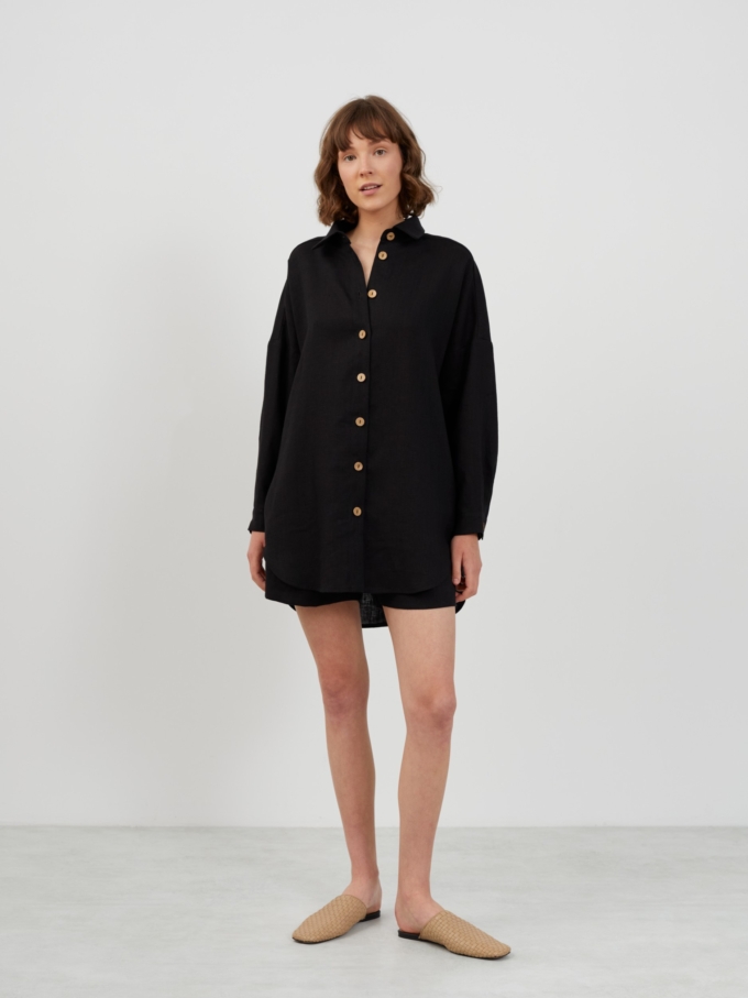 Image 3 of PINE Oversized Linen Shirt in Black from Love and Confuse