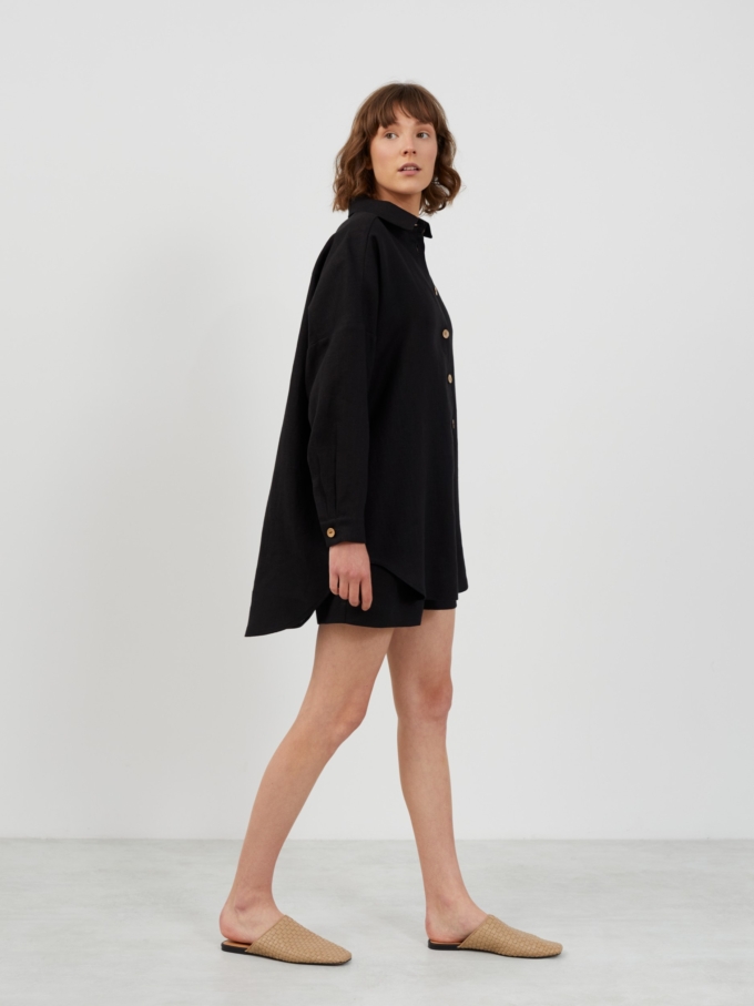 Image 4 of PINE Oversized Linen Shirt in Black from Love and Confuse