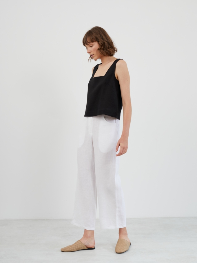 Image 3 of RAE Square Neck Linen Tank Top in Black from Love and Confuse